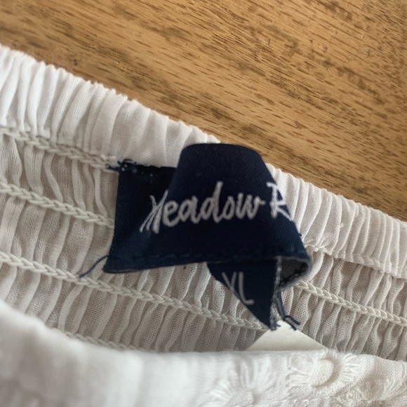 Meadow Rhodes Eyelet Tiered Maxi Dress Puff Short Sleeve Shirred Back NWT - Picture 6 of 12